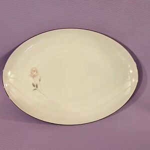 Vintage Sango China Rosanne Japan 16” Oval Serving Plate 6176 Pink Rose